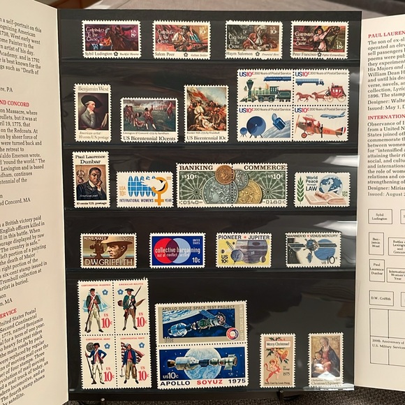 USPS 1975 Mint Set of Commemorative Stamps Stamp Album 28 Unmarked Stamps - Picture 5 of 10